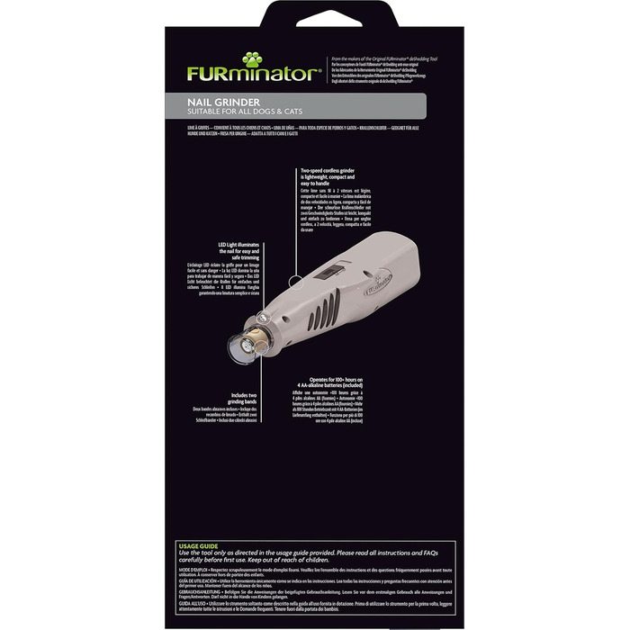 Шліфувальник кігтів для собак та котів Furminator - бездротовий, з LED-підсвіткою та 2 швидкостями
