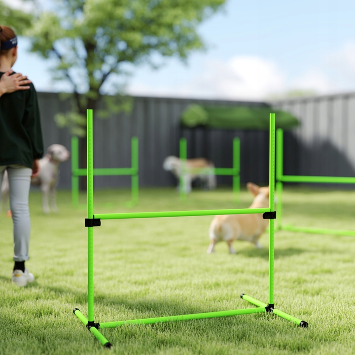Набір для дрегування собак PawHut Agility, 4 частини, регульований, зелений