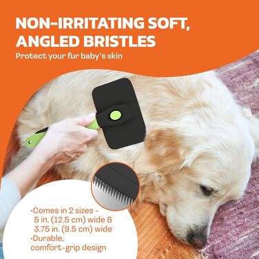 Pet Portal щітка для собак і котів Slicker Pro – самочищувальна щітка для короткої та довгої шерсті, підшерстя, проти ковтунів, аксесуари для тварин