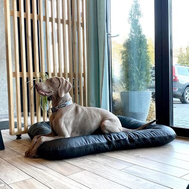 4L Textil Ella - Лежанка для собак великих порід, штучна шкіра, водостійка, 110x90 см, чорна