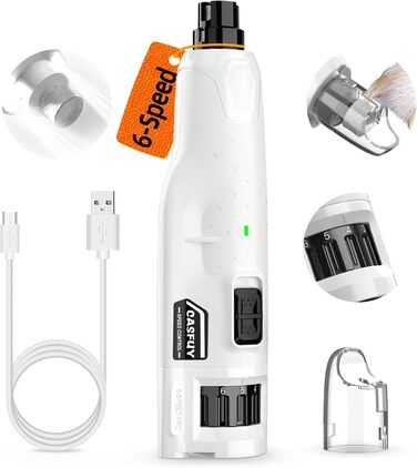 Електричний точило для кігтів собак та котів Casfuy з 6 режимами та LED-підсвіткою (45 dB)