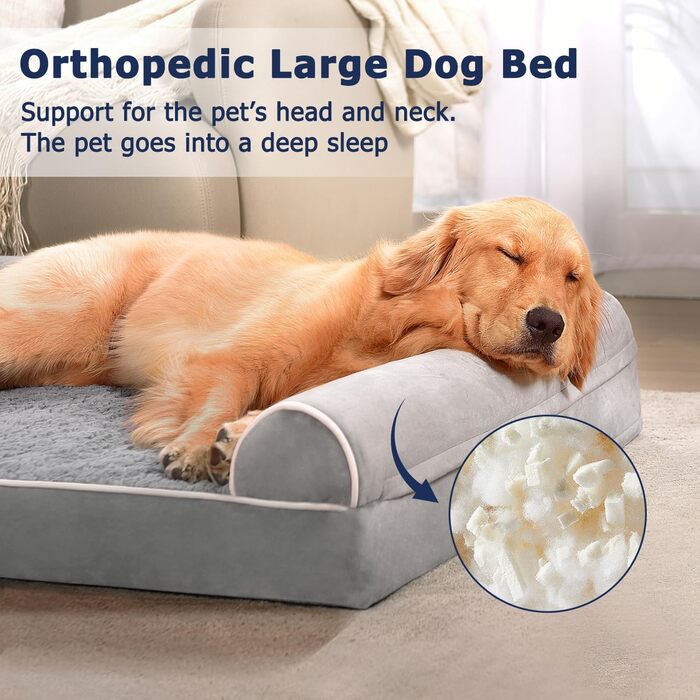 Ортопедичне ліжко для собак великих та середніх порід Western Home, сірого кольору, 71x58x16 см