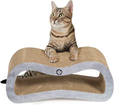Картонний когтеточка-лежанка CanadianCat Orbit Petite бетон, з котячою м'ятою, 45x18x23 см