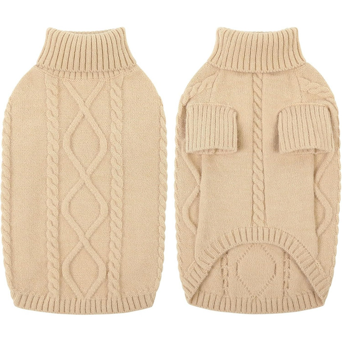 Світер для собак Queenore, маленький розмір, для такс, французьких бульдогів, чихуахуа, коргі (M, абрикосовий)