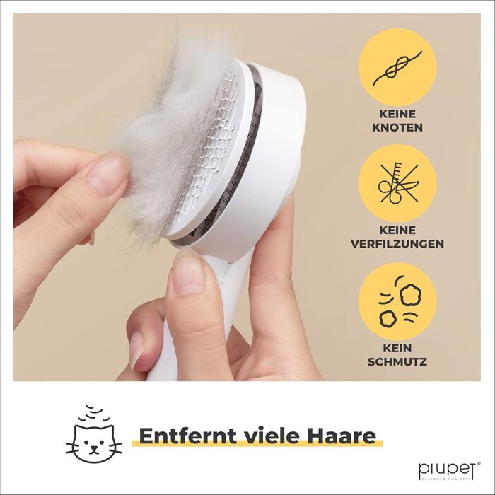 PiuPet® Самоочищуюча щітка для шерсті тварин | Щітка для котів та собак | Інструмент для видалення шерсті
