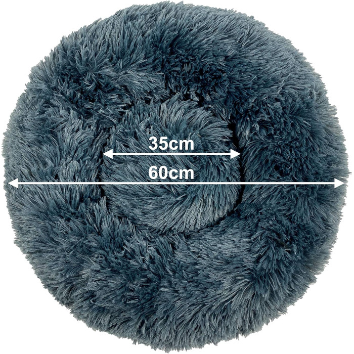 Кругле ліжко для собак та котів Donut, м'яке, пухнасте, темно-сіре, різні розміри та кольори