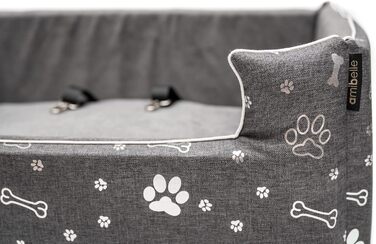 Автокрісло для собак Boutique Zoo | М'яке автокрісло для собак, котів та інших тварин | На заднє сидіння, пасажирське сидіння | Лежанка для собак, переноска для собак | Поліестер, штучна замша | Колір: Сірий | Розмір: M (47x40 см)