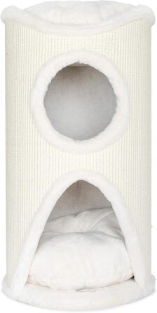 Дерев'яний кігтеточка для котів Bontoy Mukki Creme - 75 см, з 2 печерами, велика лежанка, обмотана сизалевим килимком, знімний коврик