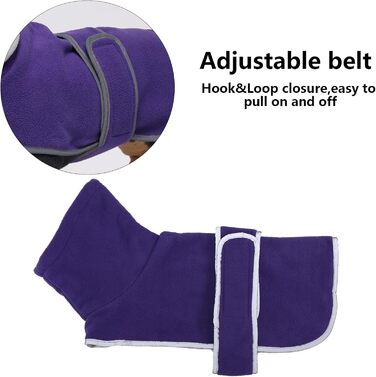 MOREZI Зимова куртка для собак, утеплена флісовою підкладкою, з регульованими застібками-липучками та відкидним коміром. Підходить для такс та собак середніх та малих порід. Розмір S (довжина спини: 36-38 см), колір: фіолетовий