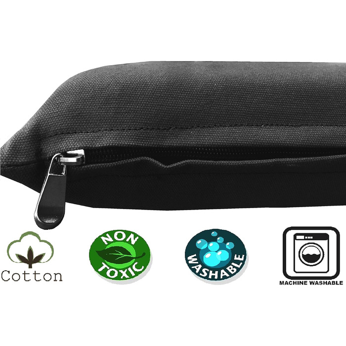 Лежанка для собак з Memory Foam, водонепроникний вкладиш, знімна наволочка - 2 розміри, 12 кольорів, чорний Canvas (середній, 34'X27'X3')