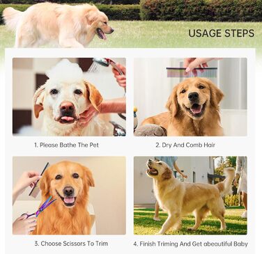 Набір ножиць для грумінгу собак 6-в-1: прямі, зігнуті, для стрижки та розрідження шерсті