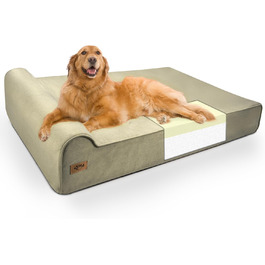 Sytopia Ортопедичне ліжко для собак XXL з Memory Foam, 17.8 см, для собак понад 45 кг, водовідштовхувальний чохол, бежевий колір