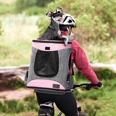 Рюкзак для кота та собаки Petsfit - зручний та дихаючий, до 5 кг, з сіткою та регульованим ременем, зелений (сірий & рожевий)