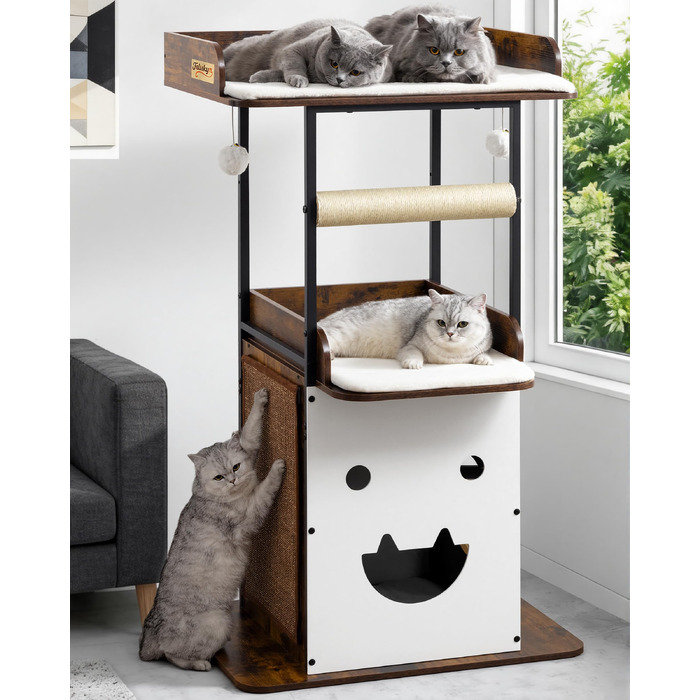 Комплекс для котів Kratzbaum XL 170 см: Дряпка-стовпчик, будиночок, платформа, гамак - Сірий котячий дерево для великих котів
