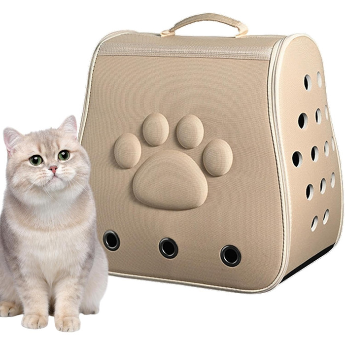 Сумка-переноска для тварин: дихаюча переноска для котів та собак | Легка, легко очищувана, міцна (Хакі)