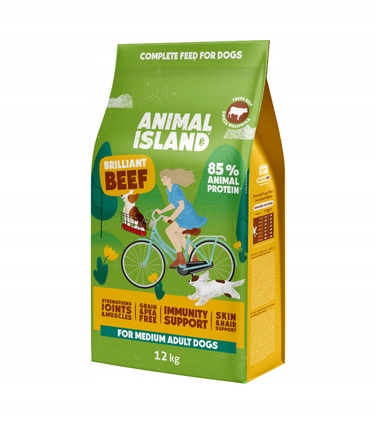 Сухий корм для дорослих собак Animal Island з яловичиною, 12 кг