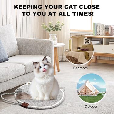 Килимок для котів KUIRUNRX® з сизалю, з іграшкою, захист меблів, натуральний килимок для дряпання, сизалевий килимок для котів, килимок-лежанка, бавовняне та льоноподібне мотузкове покриття