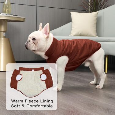 Тепла двошарова куртка для собак з флісовою підкладкою, коричнева, розмір S