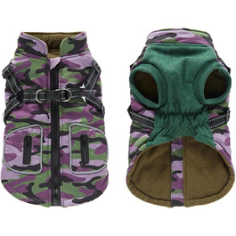 Зимовий одяг для собак: теплий, водонепроникний жилет з інтегрованим повідком, для малих, середніх та великих собак (фіолетовий)