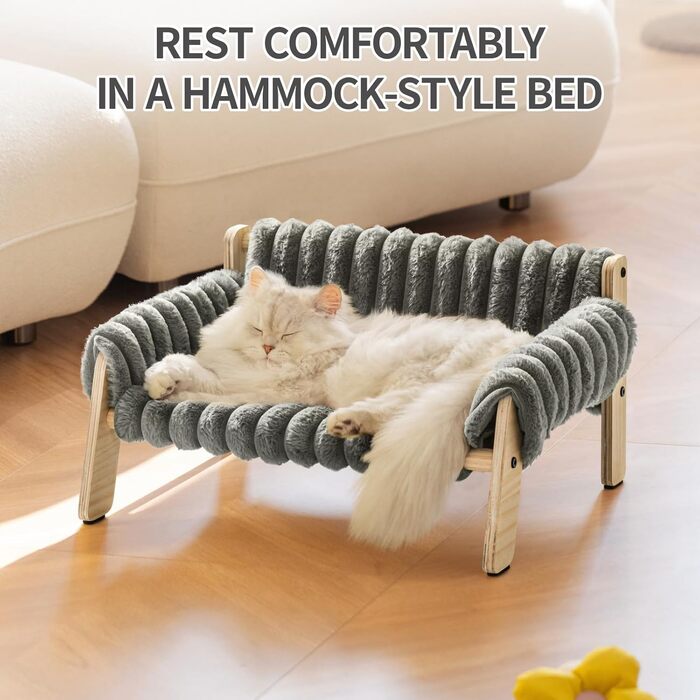 М'яке ліжко-лежанка для котів та маленьких собак EWOOFUN, 56x45 см, сірий колір, знімна та миюча