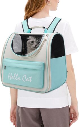 Рюкзак для кота та собаки PETCUTE з сіткою, дихаючий, з поводком, знімний килимок, ідеальний для прогулянок (світло-зелений)
