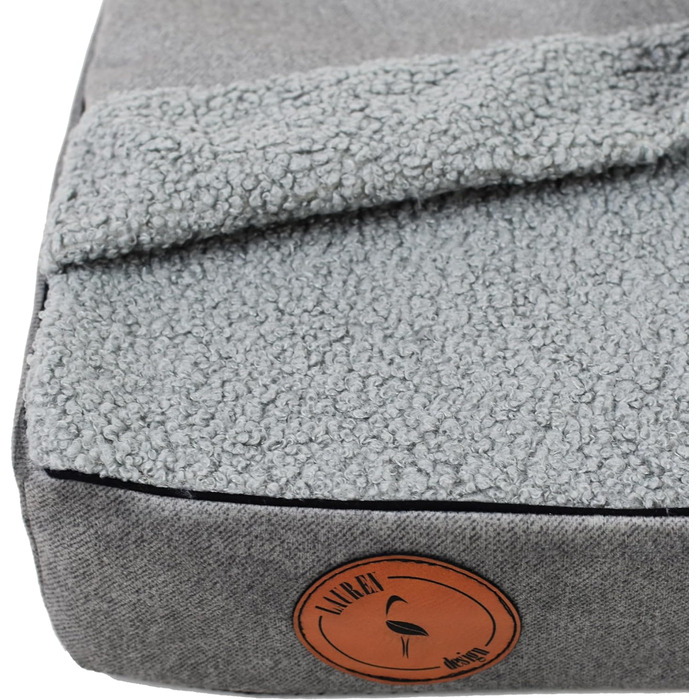 Крісло-ліжко для собак середніх порід, ортопедичний килимок для собак, м'яке ліжко для домашніх тварин з капюшоном, неслизьке, можна прати, з блискавкою (сірий, 55 x 45 x 8 см)