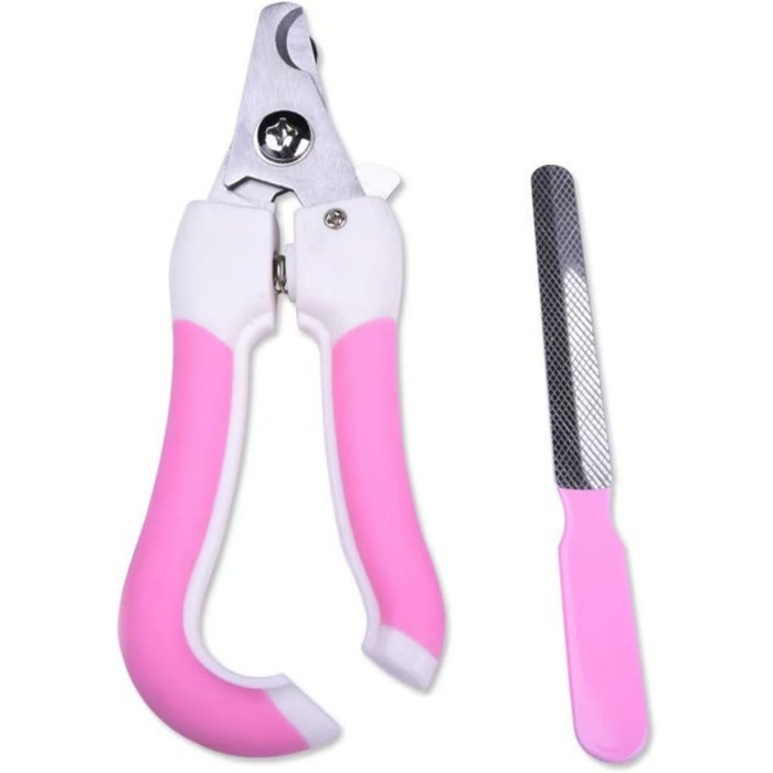 Кусачки для собак та котів, професійні, з нержавіючої сталі, з захистом від перерізання, рожеві