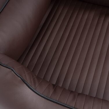 Ортопедичне ліжко для собак Knuffelwuff Lovelock M-L з штучної шкіри, 85 x 63 см - знімний чохол, легко мити, для великих, середніх та маленьких собак (Колір: Коричневий, Розміри: 85 x 63 x 23 см)