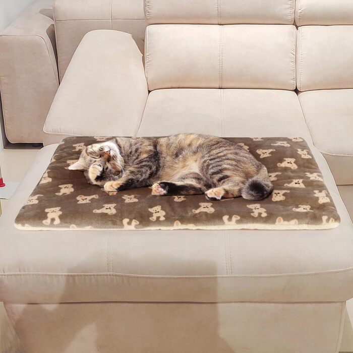 М'який лежак для собак у переносці 80x60 см, лежанка для собак у клітці, ковдра для домашніх тварин, підходить для середніх собак та котів (чистий сірий, плюшеві ведмедики)