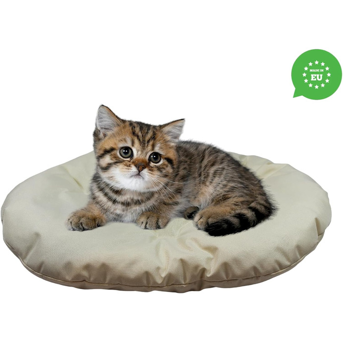 М'який лежак для собак та котів овальної форми, 80 x 58 см, бежевий колір. Лежанка для тварин, килимок, матрац для собак та котів. Можливість прання. Ідеально для переносних кліток та лежанок.