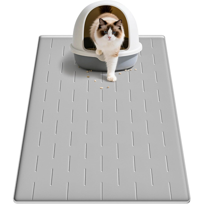 Килимок під лоток для котів Pieviev Katzenklo Matte, 86x56 см, сірий, вологостійкий, неслизький