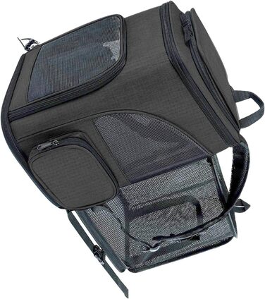 Рюкзак-переноска для котів RASTKY, складана переноска для тварин, міцна переноска для собак та малих тварин до 8 кг, ідеально підходить для візитів до ветеринара, прогулянок у парку, сірий (чорний)