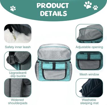 Кошик для собак на велосипед, 5 кг, блакитний. Зручний, складаний кошик для собак та котів. Ідеально для кемпінгу та подорожей.