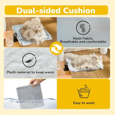 Підвісне ліжко для котів CATISM 360° - зручне котяче ліжко-гамак, сіре, 36x38 см, до 20 кг