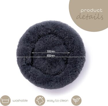 М'яке ліжко для собак та котів Paco Home, Donut, антрацит, Ø100 см