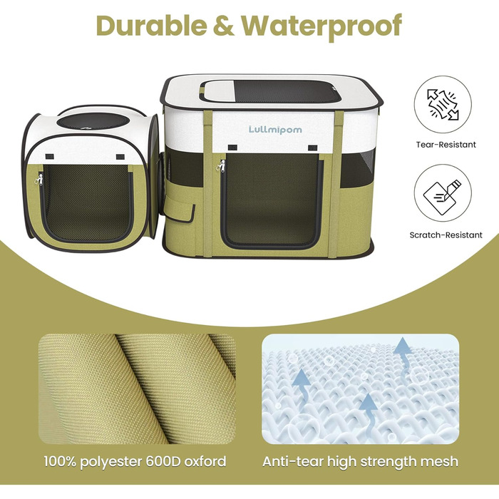 Переносний вольєр для котів та собак, водовідштовхувальний, міцний, для дому та вулиці, Pop-up, з сумкою, для подорожей та кемпінгу