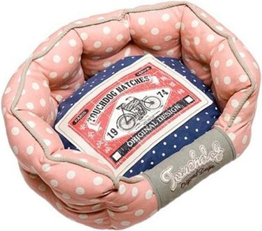 Крісло-лежанка для собак TOUCHDOG овальної форми, рожево-блакитне, 55x49x23 см