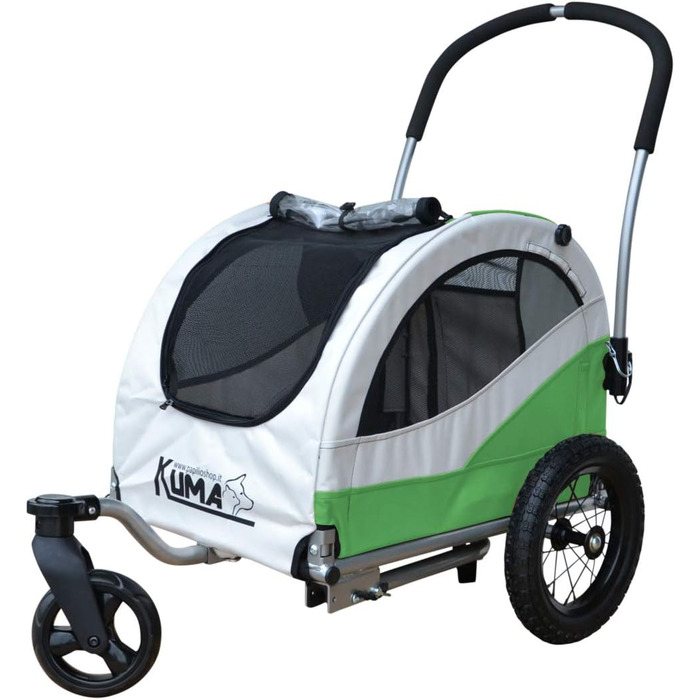 Papilioshop Kuma – Причеп для собак, візок для собак, велосипедний причеп та візок-бугі для собак, складаний, легкий та стабільний, ідеальний для прогулянок та транспортування вашого улюбленця (Зелений)