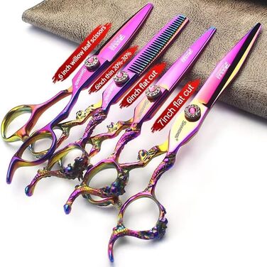 Професійні ножиці для волосся Sharonds Lila 5.5/6/7 дюймів (440C сталь) - набір 4 шт. для перукарів