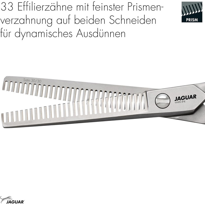 Ножиці для вирівнювання волосся JAGUAR SATIN 30/30 6.0' | Професійні ножиці для перукарів з 30 зубцями для вирівнювання з призматичним заточуванням | Матові | Зроблено в Німеччині