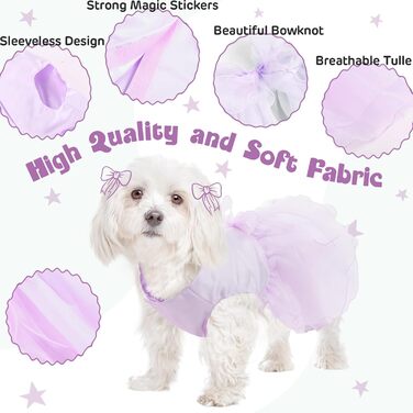 Сукня для собак на весілля: розкішний плаття для цуценят, сукня принцеси, літнє вбрання для собак, весільні сукні для собак, вечірні сукні з бантиком для маленьких дівчаток (XS, фіолетовий)