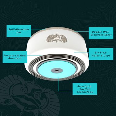 Двошаровий ізольований миска для собак Toadfish з кришкою та Smart-Grip, для корму і води, білий