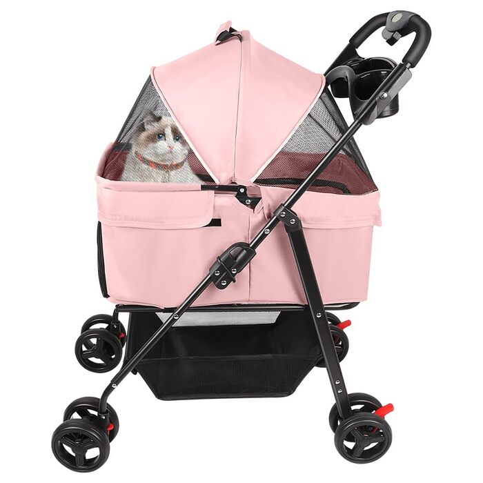 Візок для собак та котів OHMG Hundebuggy: компактний, складаний, до 25 кг, з сіткою та тримачем для напоїв (50 x 65 x 99 см)