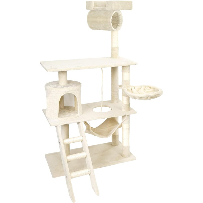 Дерево для котів Wiltec у бежевому кольорі, 141 см, з сизалю, будиночком, гамаком та лежанкою