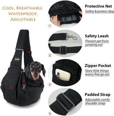 NATUYA Сумка-переноска для собак та котів, чорна, водовідштовхувальна, для прогулянок та подорожей