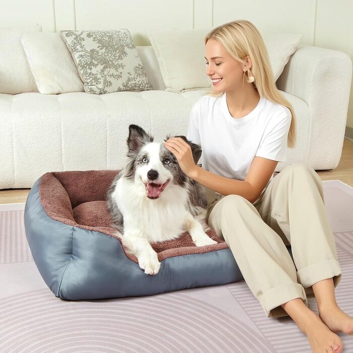 Ортопедичне ліжко для собак середнього розміру, сіре, зручне, з неслизьким дном, 79x60x18 см