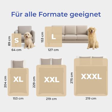 Водонепроникний коврик Dreamzie для собак - 127x152 см, для дивана та ліжка, Sherpa Fleece, миючий, Бежевий, XXXL (218x274 см)