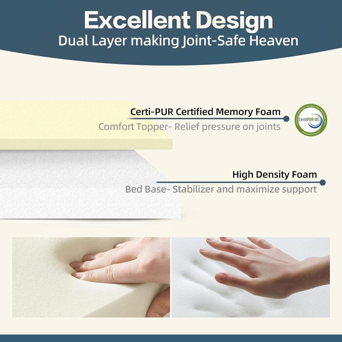 Ліжко для собак Sytopia XXL з Memory Foam, 17.8 см товщиною, велике, ортопедичне, для собак старше 45 кг, водовідштовхувальний та пральний чохол, внутрішнє вкладення, блакитний колір