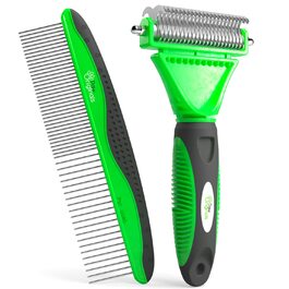 Гребінець для собак від вичісування - догляд за шерстю, випадання шерсті та вичісування. Двобічний гребінець з лезами - видаляє пух, ковтуни та заплутане волосся. Підходить для собак та котів
