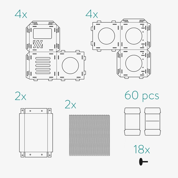 Модульний картонний будинок для котів та кошенят: 4 блоки та 2 містки